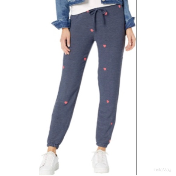 CHASER Blue Cozy Joggers with Tiny Red Hearts Print - Picture 9 of 9